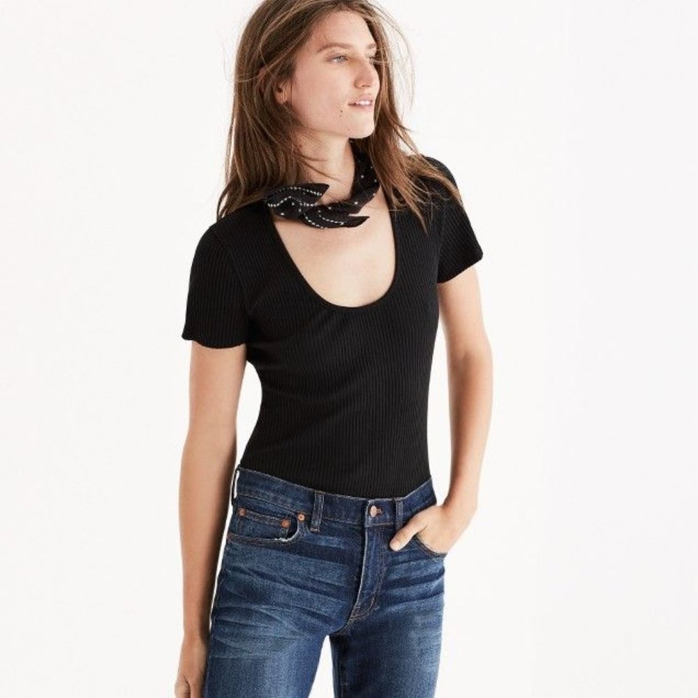 Madewell Cameo Scoop Rib Bodysuit black